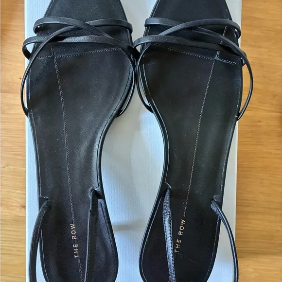 The Row Harlow Black Strappy Slingback Kitten Heel Sandals - Picture 5 of 6